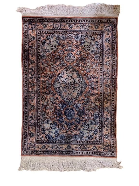 PERSIAN STYLE HAND KNOTTED SILK AREA RUG 38" (1 of 3)