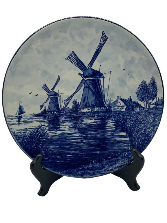 VTG HOLLAND DELFT BLUE HAND PAINTED WINDMILL PLATE (1 of 4)