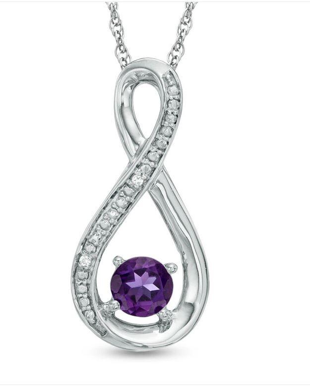 AMETHYST & DIAMOND INFINITY STERLING PENDANT (1 of 2)