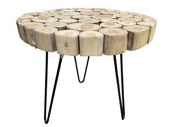 TIMBER LIVE EDGE WOOD HAIRPIN LEG SIDE TABLE 22" (1 of 5)