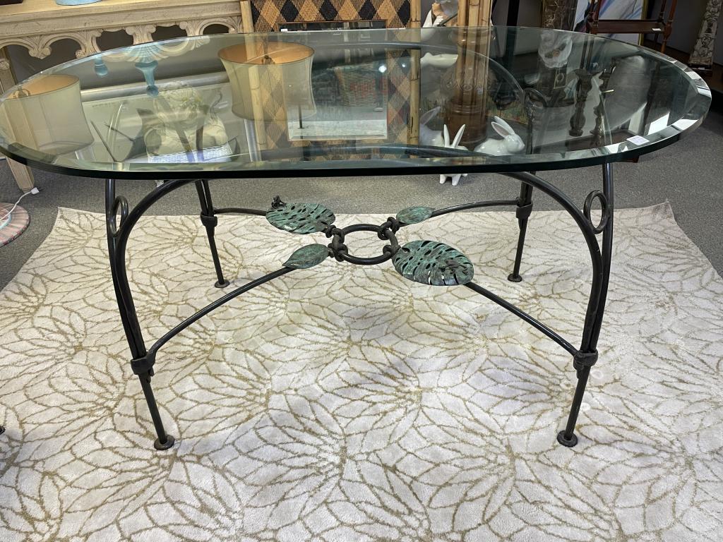 WHIMSICAL WROUGHT IRON FROG & LILLY PAD TABLE  41" (1 of 7)