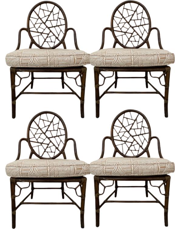 4 MID CENTURY MCGUIRE STYLE RATTAN SIDE CHAIRS 36" (1 of 16)