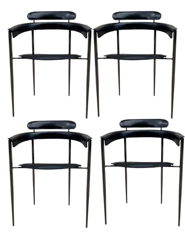 4 ARRBEN POST MODERN ITALIAN LEATHER CHAIRS 32" (1 of 15)