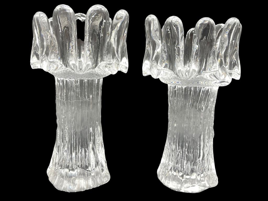 GORAN WARFF KOSTA BODA "SUNFLOWER" CANDLEHOLDERS: GORAN WARFF KOSTA BODA "SUNFLOWER" CANDLEHOLDERS