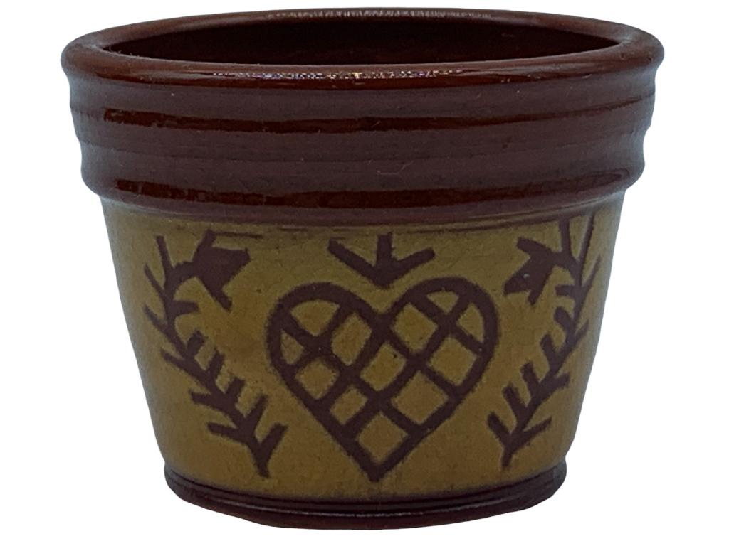 VTG FOLTZ REDWARE 2" MINIATURE HEART FLOWER POT (1 of 3)