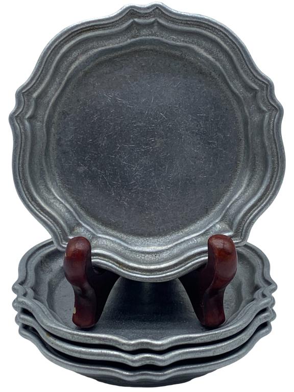 4 VTG ONEIDA QUEEN ANNE PEWTER 4" COASTERS (1 of 3)