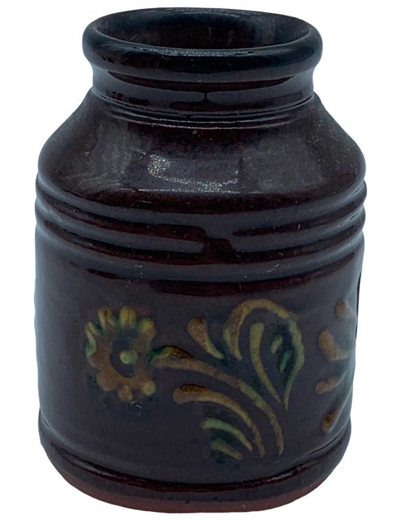 VTG SIGNED FOLTZ REDWARE 3" MINIATURE VASE (1 of 3)