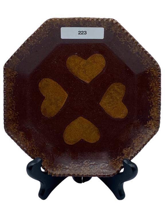 FOLTZ REDWARE 6.5" MINIATURE OCTAGON HEART PLATE (1 of 3)
