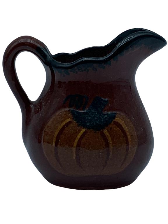 VTG FOLTZ REDWARE 3.75" MINIATURE PUMPKIN PITCHER (1 of 3)