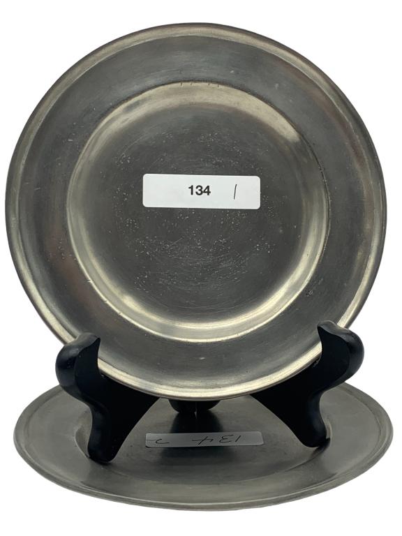 2 VTG PEWTER 5.5" SMALL PLATES (1 of 3)