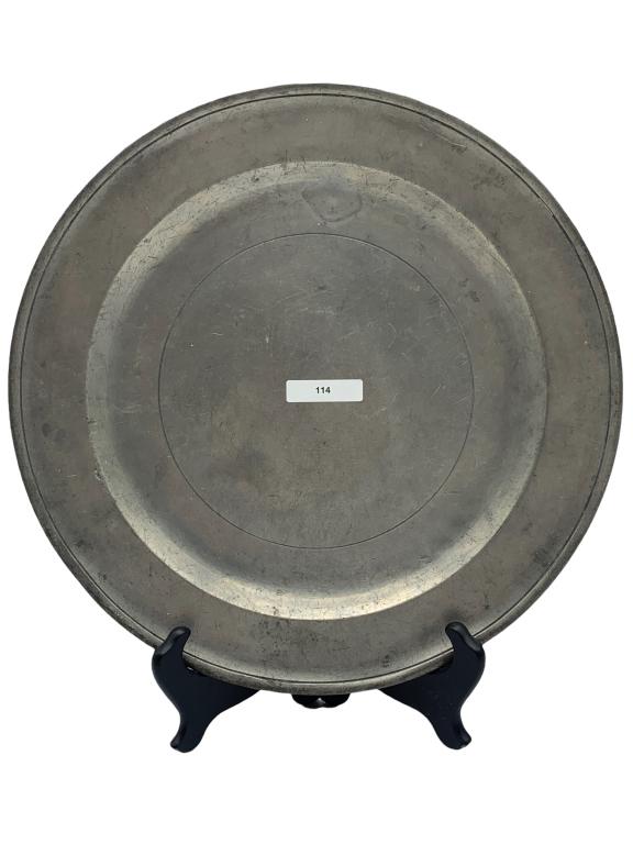 VTG PEWTER ROUND 13.5" CHARGER PLATE (1 of 3)