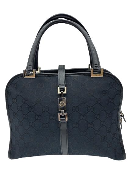 GUCCI BLACK CANVAS MONOGRAMMED JACKIE DOME TOTE (1 of 3)