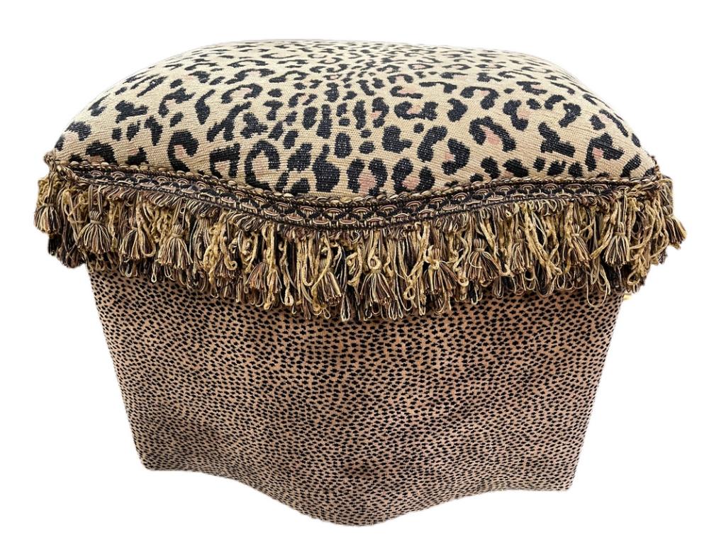 SAFARI ANIMAL PRINT OTTOMAN POUF STOOL 20" (1 of 6)