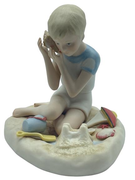 CYBIS BOY WITH SHELL PORCELIAN FIGURINE (1 of 5)