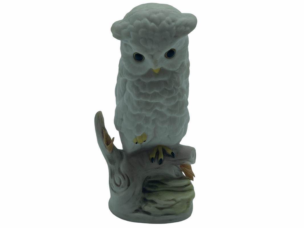 CYBIS "SNOWY OWL ON BRANCH" FIGURINE: .