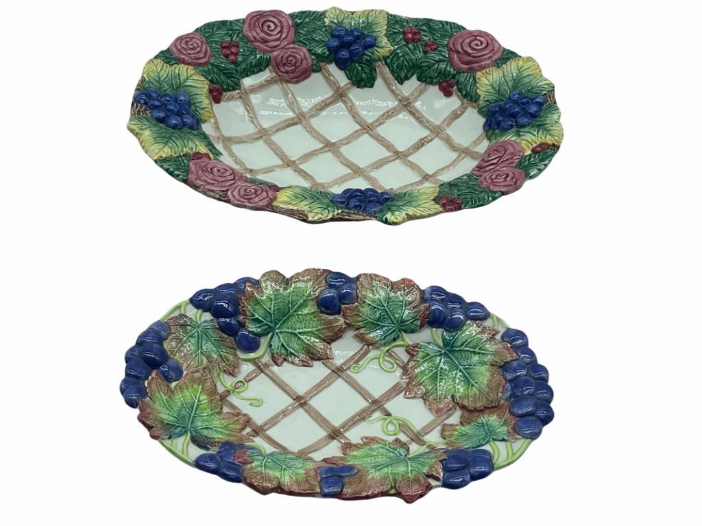 VTG PAIR OF FITZ AND FLOYD GRAPE ARBOR PLATTERS (1 of 6)