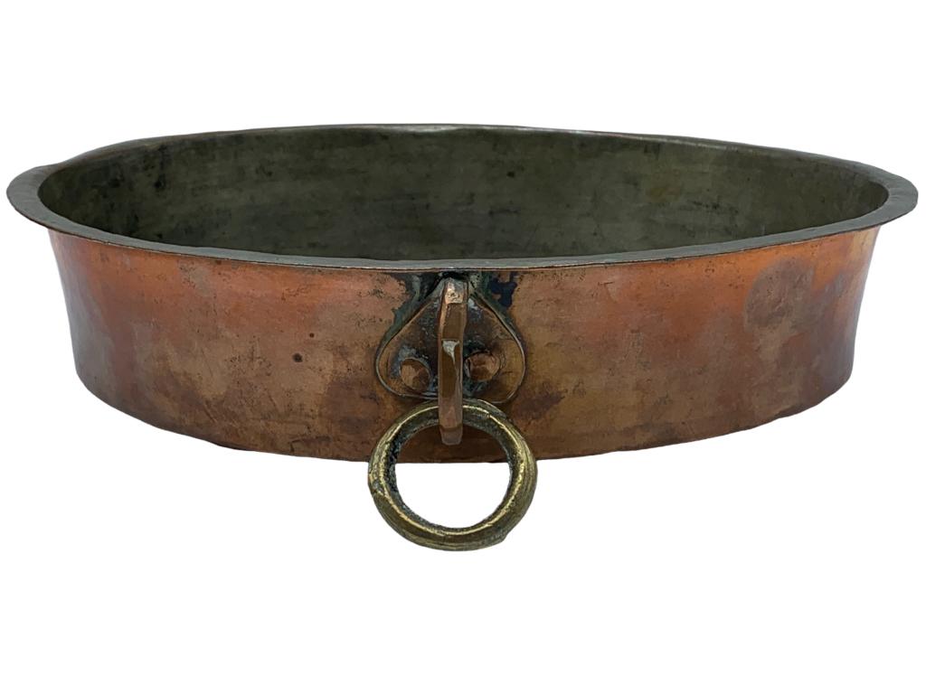 ANT COPPER OVER TIN CAKE PAN 10.5" SERVING PLATE: ANT COPPER OVER TIN CAKE PAN 10.5" SERVING PLATE- 10.5" Round- 193- Good Pre-Owned Condition Wear Consistent with Age and Use (See Photos)- JB52022