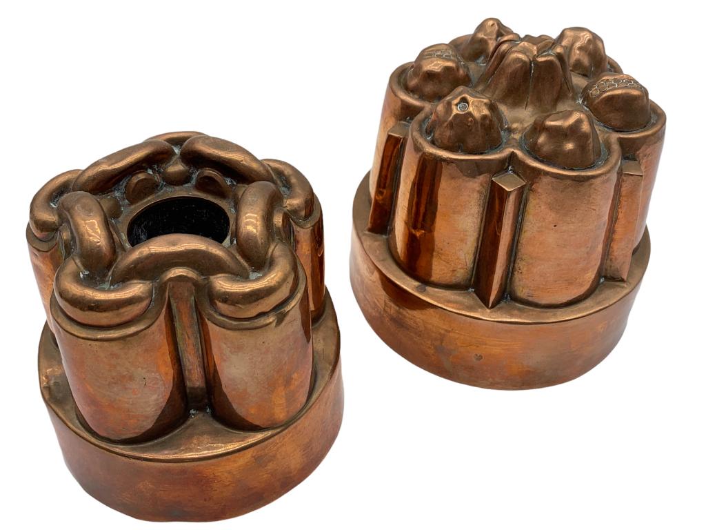 2 ANTIQUE COPPER WITH MATCH MARKS BAKING MOLDS (1 of 2)