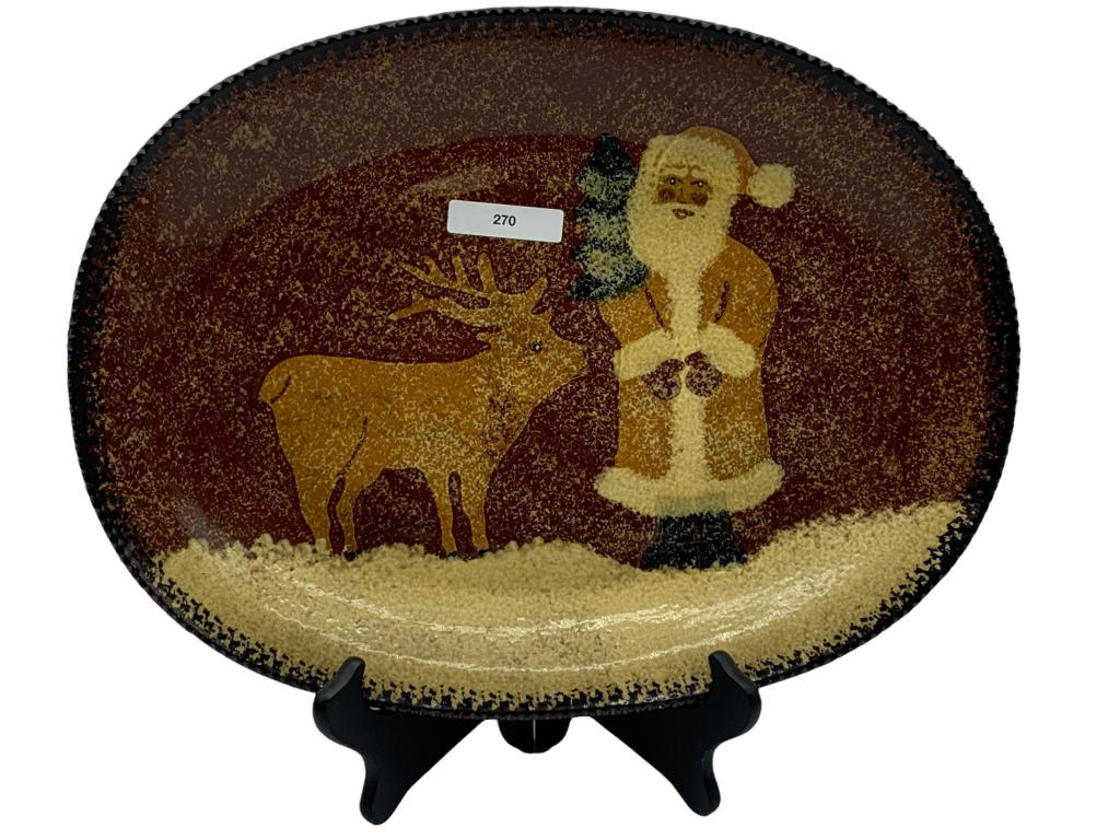 1995 FOLTZ REDWARE SANTA REINDEER 14" PLATTER (1 of 3)