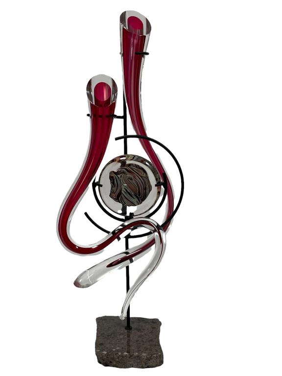 JAMES YARRITO ART GLASS SCULPTURE MARBLE BASE 27" (1 of 6)