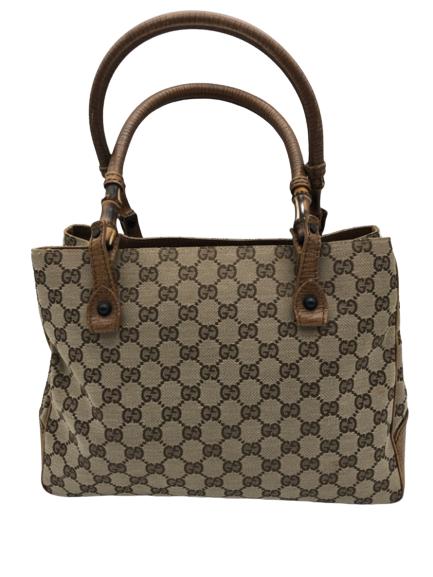 GUCCI BEIGE CANVAS MONOGRAMMED TOTE HANDBAG (1 of 4)