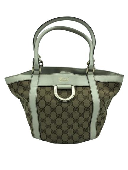 GUCCI BEIGE/WHITE MONORAMMED ABBEY TOTE HANDBAG (1 of 4)