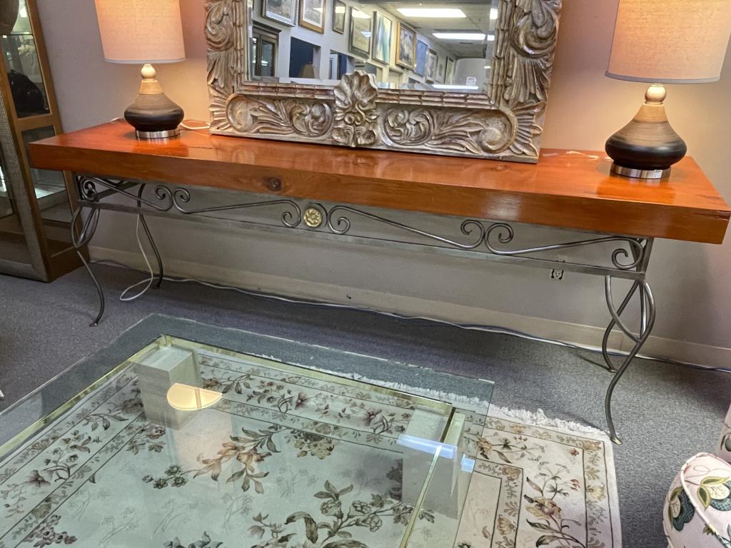 REGENCY STYLE DRIFTWOOD & IRON CONSOLE TABLE 96" (1 of 6)