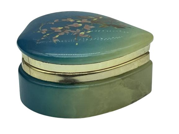VINTAGE ASIAN APATITE STONE STYLE TRINKET BOX 3" (1 of 8)