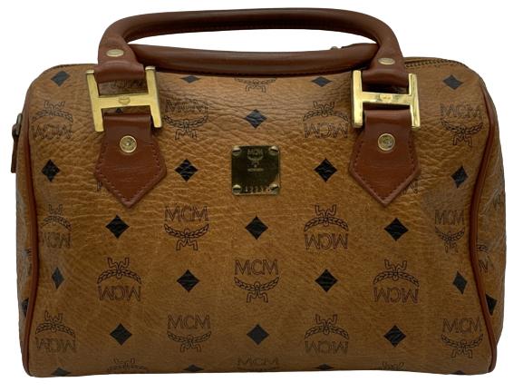 MCM VINTAGE COGNAC BOSTON HANDBAG (1 of 4)