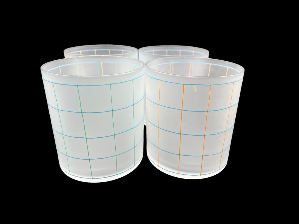 SET OF 4 MID MOD FROSTED TUMBLER GLASSES (1 of 6)