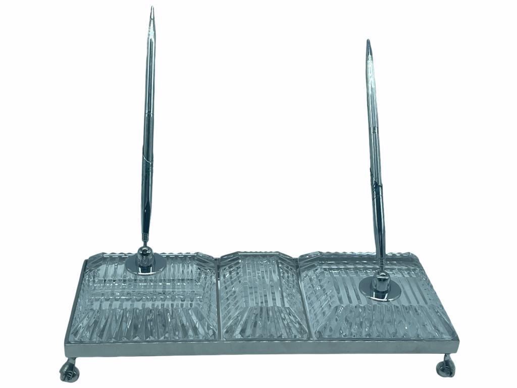 VTG WATERFORD STYLE CRYSTAL DESK PEN SET (1 of 4)