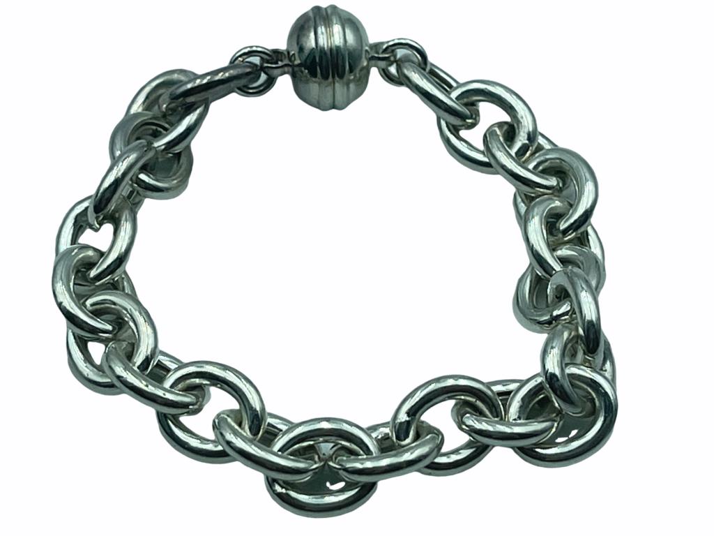 STERLING SILVER LINKED CHAIN BRACELET 18.9 G (1 of 4)