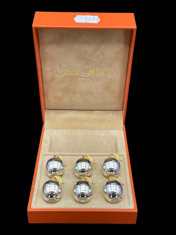 6 ST HILAIRE SILVER APPLE PLACE CARD HOLDERS W BOX (1 of 9)