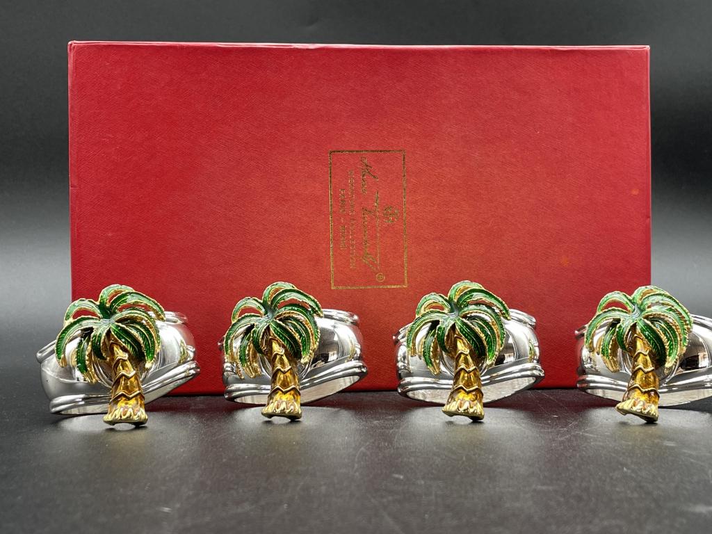 4 HANS TURNWALD PALM TREE NAPKIN RINGS W BOX (1 of 8)