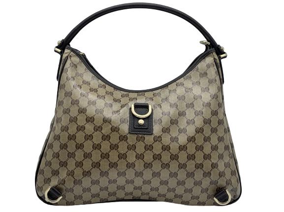 GUCCI BROWN MONOGRAMMED HOBO HANDBAG: Gucci Hobo-Brown Coated canvas-Monogram canvas-Brown leather handle-Gold metal Hardware-38x30x9cm-2.68636E+11- EAG6358-AUTHENTIC WITH COA AVAILABLE THIRD PARTY SHIPPING OR LOCAL PICKUP REQUIRED ON ALL