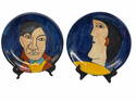 VINTAGE PAIR OF HANDPAINTED MEXICAN AMORE PLATES