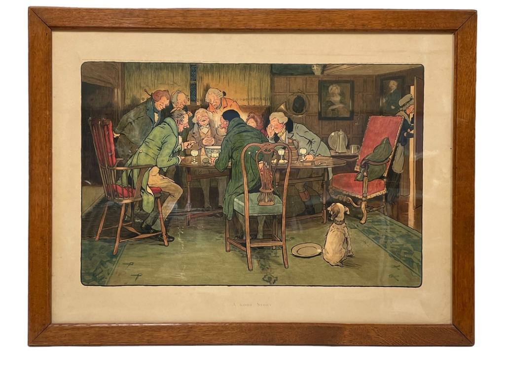 CECIL ALDIN " A GOOD STORY " ART PRINT 30": CECIL ALDIN " A GOOD STORY " PRINT PUBLISHED BY LAWRENCE & JELLICOE LTD LONDON 1909 -22.5" X 30" APPROX TO FRAME-VERY GOOD PRE OWNED CONDITION, WEAR TO FRAME THIRD PARTY SHIPPING REQUIRED ON ALL ITEMS