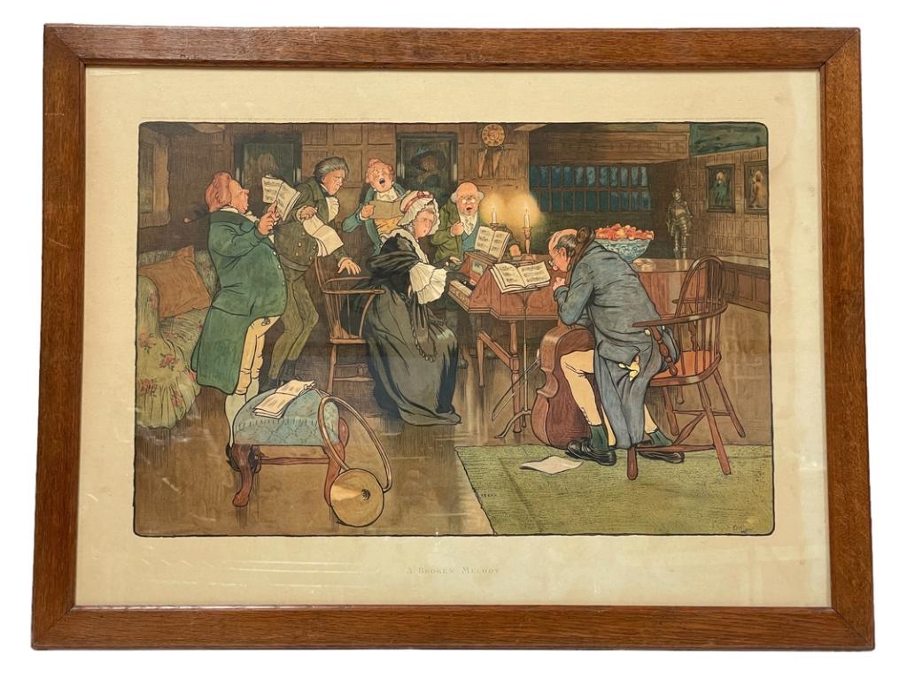 CECIL ALDIN " A BROKEN MELODY " PRINT 30": CECIL ALDIN " A BROKEN MELODY " PRINT PUBLISHED BY LAWRENCE & JELLICOE LTD LONDON 1909 -22.5" X 30" APPROX TO FRAME-VERY GOOD PRE OWNED CONDITION, WEAR TO FRAME THIRD PARTY SHIPPING REQUIRED ON ALL IT