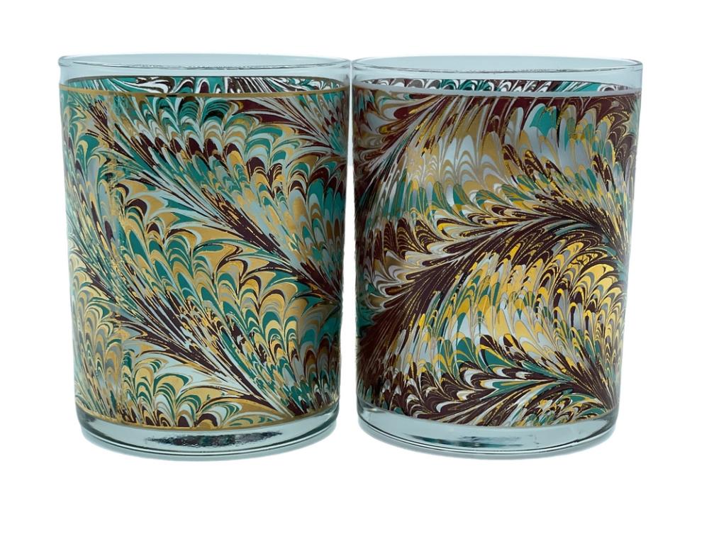VTG CULVER 22KT PEACOCK WHISKEY ROCKS GLASSES 4" (1 of 6)