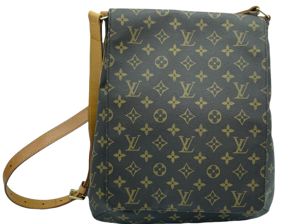 LOUIS VUITTON MONOGRAM MUSETTE SHOULDER BAG: Shoulder Bag Louis Vuitton Musette-Brown Monogram Coated Canvas w/Vachetta-Golden Brass Hardware-31cm x 35cm x 2cm-AAP7242Luxury women's accessories, ladies handbags, luxe designer purses, high fashio