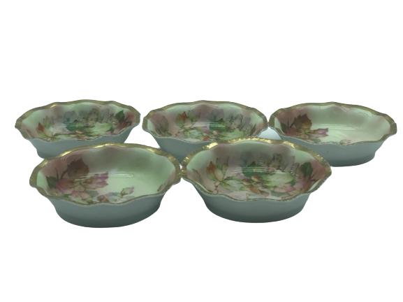 5 VTG HANDPAINTED BAVARIAN SCALLOPED EDGE BOWLS: 5 VTG HANDPAINTED BAVARIAN SCALLOPED EDGE BOWLS -PB1/3