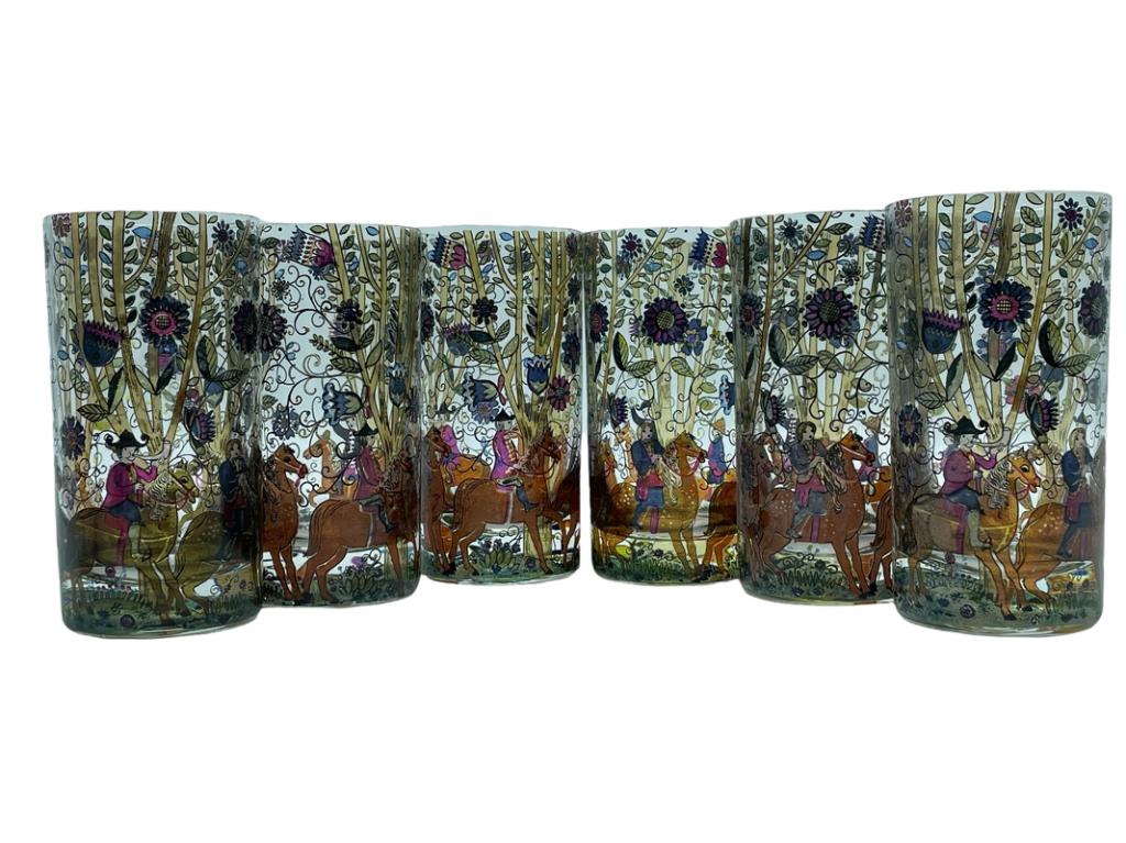 6 GEORGES BRIARD STYLE HIGHBALL GLASSES 5.5": SET OF 6 GEORGES BRIARD STYLE HIGHBALL GLASSES | COLLECTIBLE MID CENTURY MODERN GLASSWARE BARWARE HOME BAR DECOR RETRO MID MOD -5.5" EACH-GOOD PRE OWNED CONDITION, LIGHT WEAR-DP7522