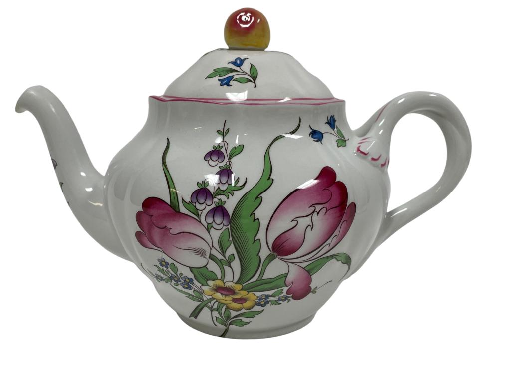 VINTAGE K&G LUNEVILLE FRANCE CENTRAL ROSE TEA POT: VINTAGE K&G LUNEVILLE FRANCE CENTRAL ROSE TEA POT | OLD STRAUSBERG KELLER AND GUERIN EARTHENWARE -PRE OWNED CONDITION-DP7822 THIRD PARTY SHIPPING REQUIRED ON ALL ITEMS. A list of shippers can be found