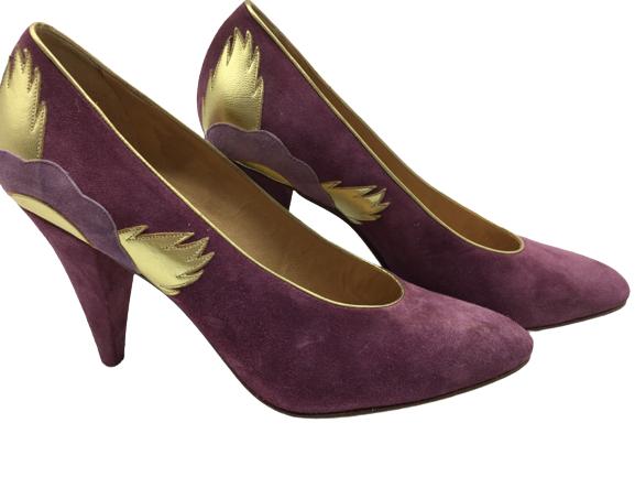 MAUDE FRIZON PARIS SUEDE PUMPS SZ 37: MAUDE FRIZON PARIS SUEDE PUMPS SZ 37 -HEEL TIP MISSING