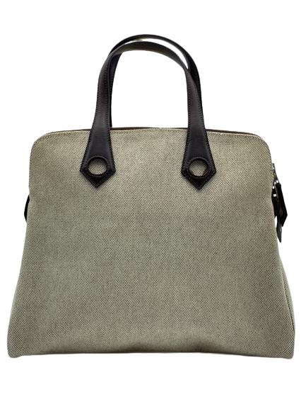 HERMES BEIGE/BROWN CANVAS SAC EVE HANDBAG (1 of 7)