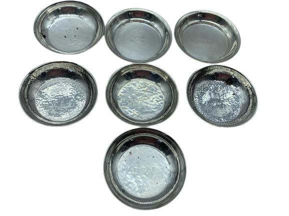 VTG SET OF 7 STERLING SILVER SALT TRAYS 134 G: SET OF 7 STERLING SILVER SALT TRAYS 134 G