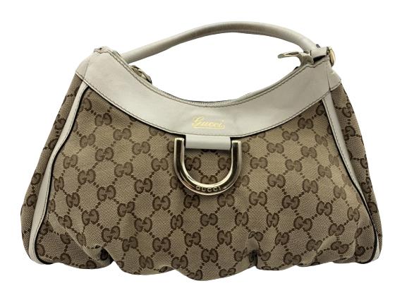GUCCI BEIGE/IVORY MONOGRAMMED D-RING HOBO HANDBAG (1 of 3)
