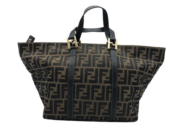 FENDI BROWN ZUCCA CANVAS HORIZONTAL ZIP TOTE (1 of 6)