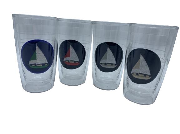SET OF 4 TURVIS TUMBLERS BOAT MOTIF WATER GLASSES: SET OF 4 TURVIS TUMBLERS BOAT MOTIF WATER GLASSES -VERY GOOD CONDITION