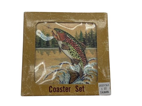 GUY HARVEY STYLE COASTER SET W/ ORG BOX: GUY HARVEY STYLE COASTER SET W/ ORG BOX